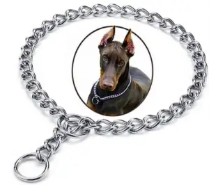 An image showing a dog wearing a choke chain collar